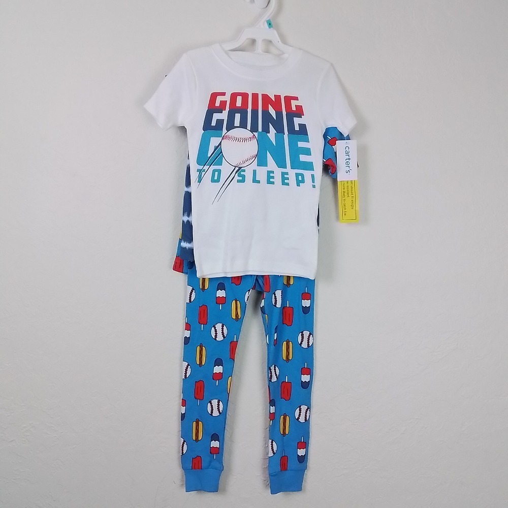 Carters Boys Pajama Set 5T 100% Cotton 2-Piece Baseball Popsicle‎ Print